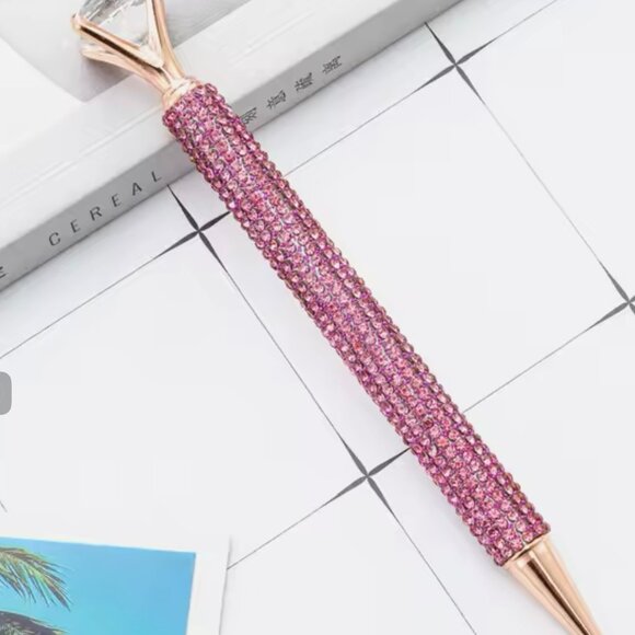 Pink Blinged Diamond Topped Writing Pen - Picture 1 of 5